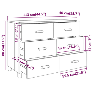 vidaXL Sideboard HAMAR Light Grey 113x40x80 cm Solid Wood Pine - Giant Lobelia