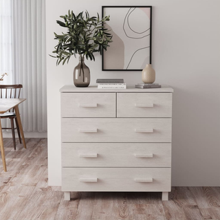 Sideboard HAMAR White 79x40x80 cm Solid Wood Pine - Giant Lobelia