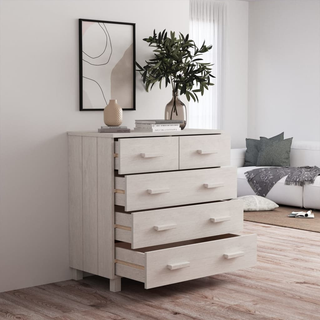 Sideboard HAMAR White 79x40x80 cm Solid Wood Pine - Giant Lobelia