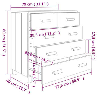 Sideboard HAMAR White 79x40x80 cm Solid Wood Pine - Giant Lobelia