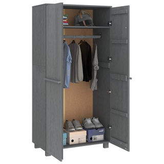 vidaXL Wardrobe HAMAR Dark Grey 89x50x180 cm Solid Wood Pine - Giant Lobelia