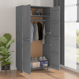 vidaXL Wardrobe HAMAR Dark Grey 89x50x180 cm Solid Wood Pine - Giant Lobelia