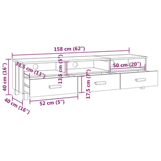 vidaXL TV Cabinet HAMAR Honey Brown 158x40x40 cm Solid Wood Pine - Giant Lobelia