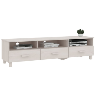 TV Cabinet HAMAR White 158x40x40 cm Solid Wood Pine - Giant Lobelia