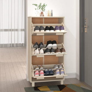 vidaXL Shoe Cabinet HAMAR Honey Brown 59.5x35x117 cm Solid Wood Pine - Giant Lobelia