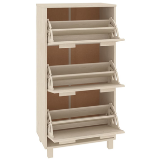 vidaXL Shoe Cabinet HAMAR Honey Brown 59.5x35x117 cm Solid Wood Pine - Giant Lobelia