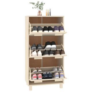 vidaXL Shoe Cabinet HAMAR Honey Brown 59.5x35x117 cm Solid Wood Pine - Giant Lobelia