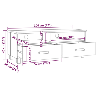 vidaXL TV Cabinet HAMAR Dark Grey 106x40x40 cm Solid Wood Pine - Giant Lobelia