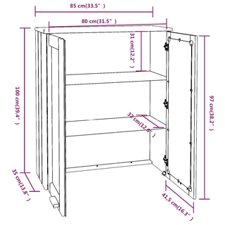 Top for Highboard HAMAR Honey Brown 85x35x100cm Solid Wood Pine - Giant Lobelia