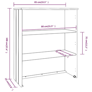 Top for Highboard HAMAR White 85x35x100 cm Solid Wood Pine - Giant Lobelia