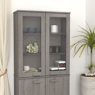 Top for Highboard HAMAR Light Grey 85x35x100cm Solid Wood Pine - Giant Lobelia