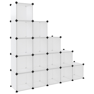 vidaXL Storage Cube Organiser with 15 Cubes Transparent PP - Giant Lobelia