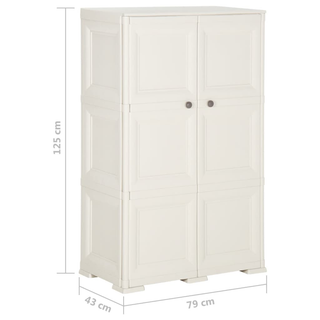 vidaXL Plastic Cabinet 79x43x125 cm Wood Design Angora White - Giant Lobelia