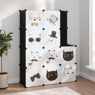 Cube Storage Cabinet for Kids with 10 Cubes - Black PP | Organize and Declutter with Style - Giant Lobelia