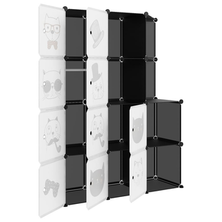 Cube Storage Cabinet for Kids with 10 Cubes - Black PP | Organize and Declutter with Style - Giant Lobelia