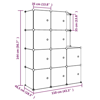 Cube Storage Cabinet for Kids with 10 Cubes - Black PP | Organize and Declutter with Style - Giant Lobelia