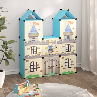 Cube Storage Cabinet for Kids with 8 Cubes Blue PP - Giant Lobelia