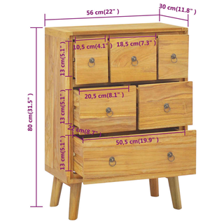 Chest of Drawers 56x30x80 cm Solid Wood Teak - Giant Lobelia