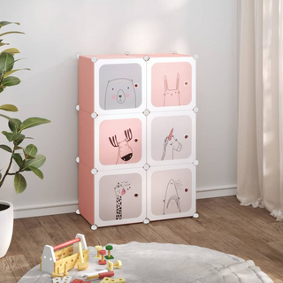 Cube Storage Cabinet for Kids with 6 Cubes Pink PP - Giant Lobelia