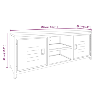 TV Cabinet White 110x30x40 cm Iron and Solid Wood Fir - Giant Lobelia