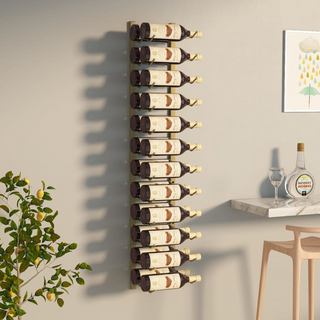 vidaXL Wall Mounted Wine Rack for 24 Bottles Gold Iron - Giant Lobelia