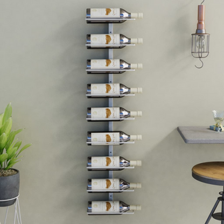 vidaXL Wall-mounted Wine Rack for 9 Bottles White Iron - Giant Lobelia