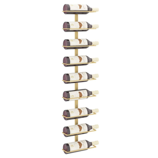 vidaXL Wall-mounted Wine Rack for 9 Bottles Gold Iron - Giant Lobelia