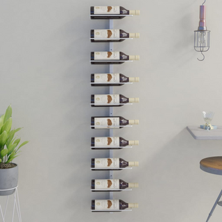 vidaXL Wall-mounted Wine Rack for 10 Bottles White Metal - Giant Lobelia