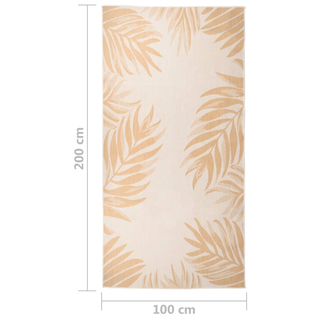 vidaXL Outdoor Flatweave Rug 100x200 cm Leaf Pattern - Giant Lobelia