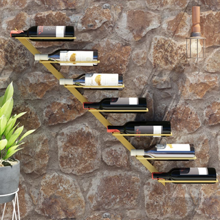 Wall-mounted Wine Rack for 7 Bottles Gold Metal - Giant Lobelia