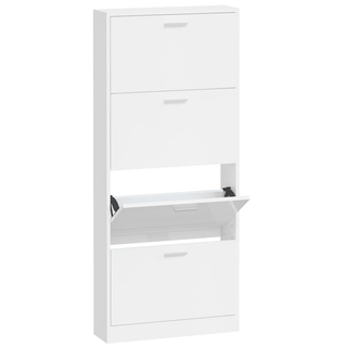 vidaXL Shoe Cabinet High Gloss White 59x17x150 cm Engineered Wood - Giant Lobelia