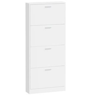 vidaXL Shoe Cabinet High Gloss White 59x17x150 cm Engineered Wood - Giant Lobelia