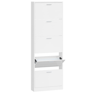 vidaXL Shoe Cabinet High Gloss White 59x17x169 cm Engineered Wood - Giant Lobelia