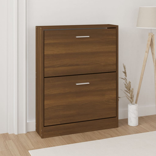 vidaXL Shoe Cabinet Brown Oak 59x17x81 cm Engineered Wood - Giant Lobelia