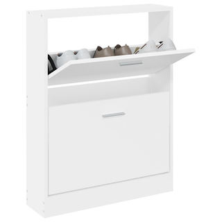 vidaXL Shoe Cabinet White 59x17x81 cm Engineered Wood - Giant Lobelia