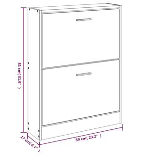 vidaXL Shoe Cabinet White 59x17x81 cm Engineered Wood - Giant Lobelia