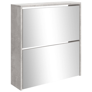 vidaXL Shoe Cabinet with Mirror 2-Layer Concrete Grey 63x17x67 cm - Giant Lobelia