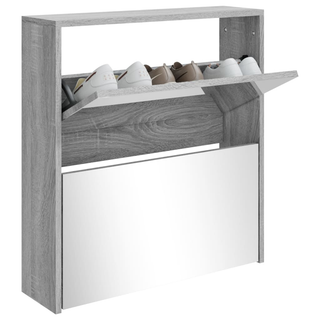 vidaXL Shoe Cabinet with Mirror 2-Layer Grey Sonoma 63x17x67 cm - Giant Lobelia