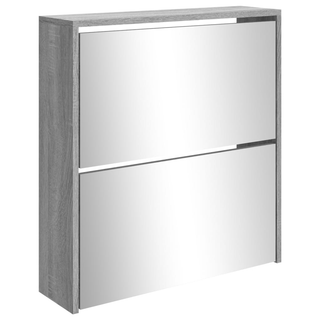 vidaXL Shoe Cabinet with Mirror 2-Layer Grey Sonoma 63x17x67 cm - Giant Lobelia