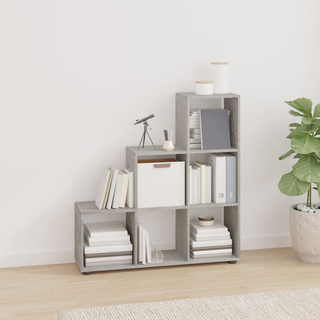 Staircase Bookcase Concrete Grey 107 cm Engineered Wood - Giant Lobelia