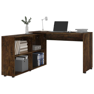 vidaXL Corner Desk Smoked Oak Engineered Wood - Giant Lobelia