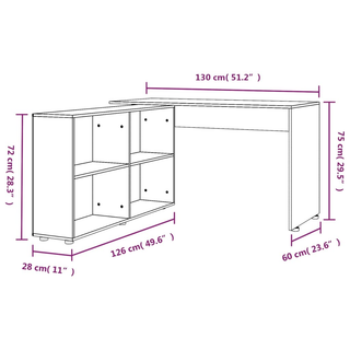 vidaXL Corner Desk Smoked Oak Engineered Wood - Giant Lobelia