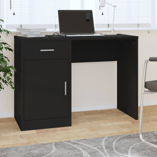 vidaXL Desk with Drawer&Cabinet Black 100x40x73 cm Engineered Wood - Giant Lobelia