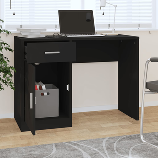 vidaXL Desk with Drawer&Cabinet Black 100x40x73 cm Engineered Wood - Giant Lobelia