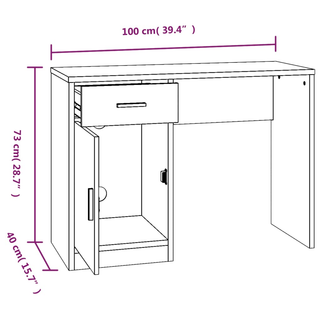 vidaXL Desk with Drawer&Cabinet Black 100x40x73 cm Engineered Wood - Giant Lobelia