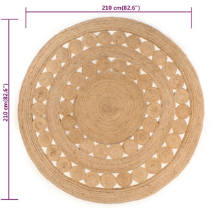 Area Rug Braided Design Jute 210 cm Round - Giant Lobelia