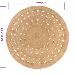 Area Rug Braided Design Jute 180 cm Round - Giant Lobelia