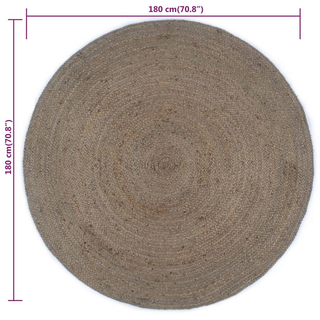 vidaXL Handmade Rug Jute Round 180 cm Grey - Giant Lobelia