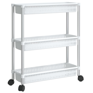 3-Tier Storage Trolley Silver and White Aluminium - Giant Lobelia