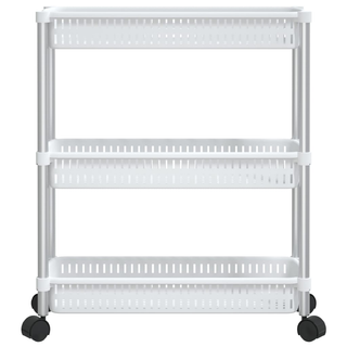 3-Tier Storage Trolley Silver and White Aluminium - Giant Lobelia